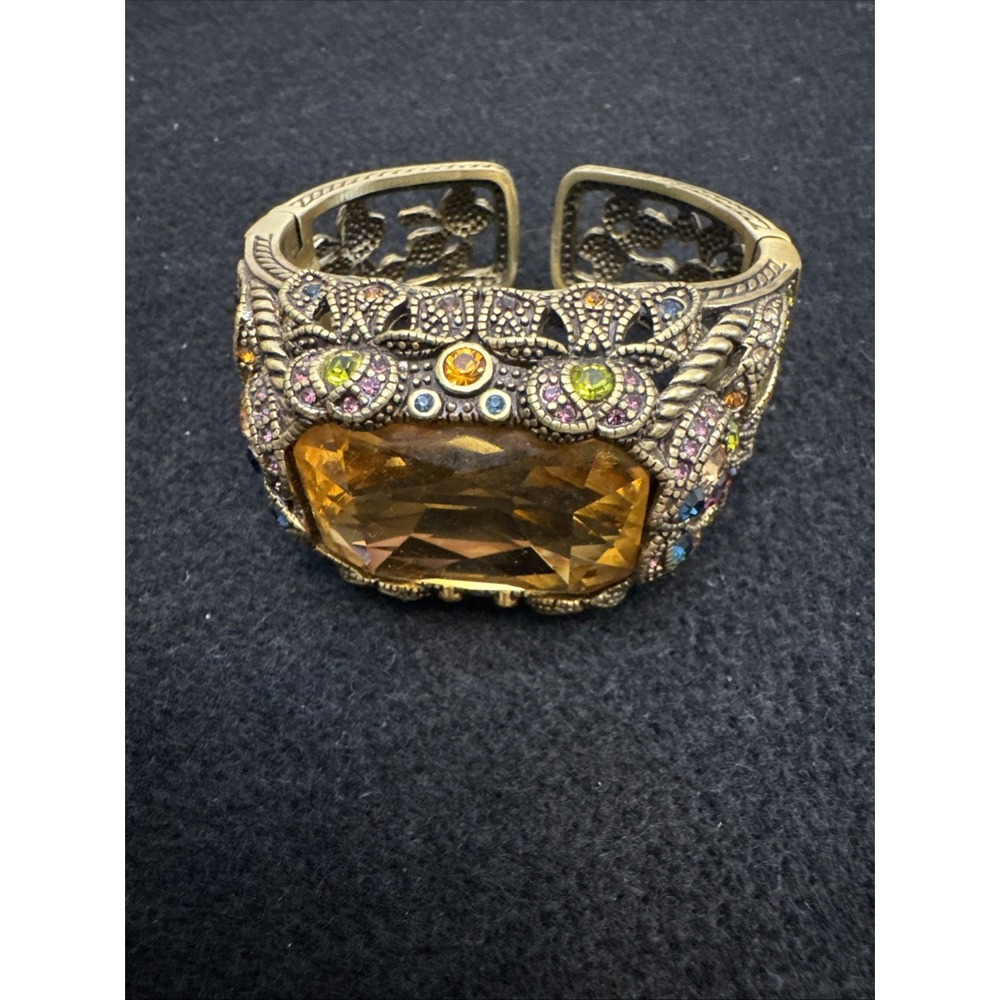 Vintage HEIDI DAUS "Damoiselle" (Citrine Chrysolite) Cuff Bracelet, One Size